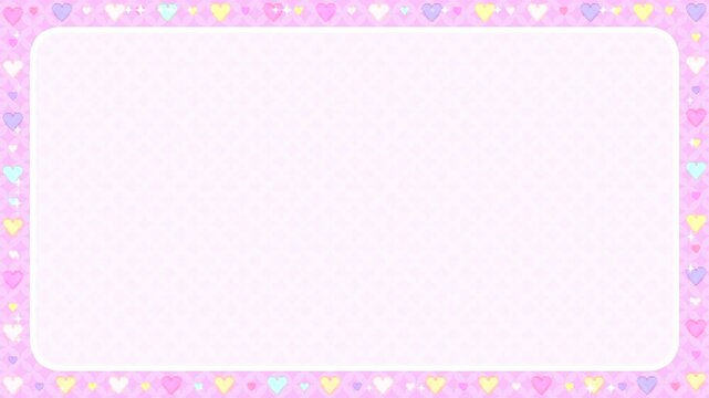 Looped cartoon colorful pixel heart frame with empty board animation.
