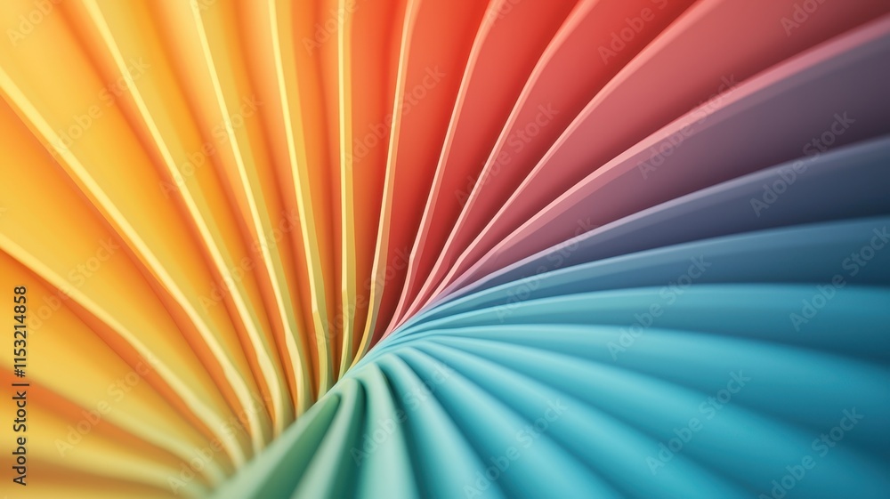 Poster colorful paper folds create a vibrant, abstract background with a gradient effect.