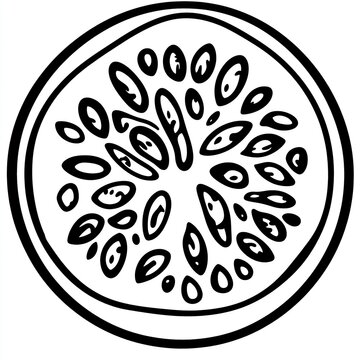 black and white passion fruit slice clip art preview
