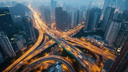 Urban Crossroads at Night: A Symphony of Light and Motion