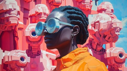 Obraz premium Colorful abstract of university students style in black people
