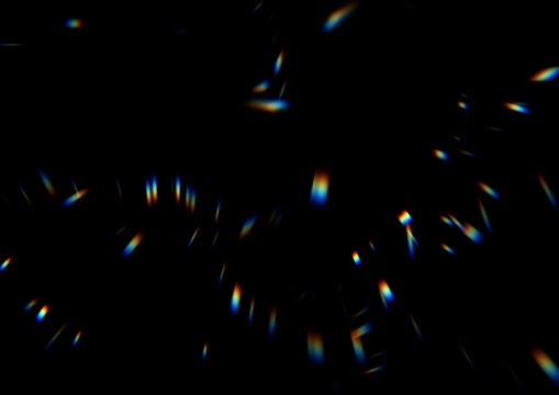 Prism Light Refractions on Black Background for Sci-Fi or Design Use