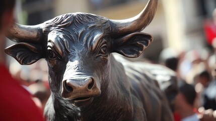 Bronze Bull Statue Close-Up