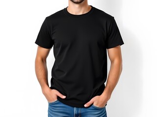 Black Mens TShirt Casual Style Mockup Simple Design