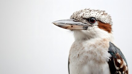 Fototapeta premium A Laughing Kookaburra Portrait Against White Background