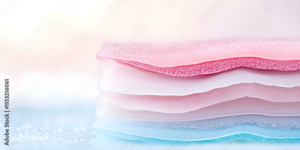 Aufkleber a layered arrangement of colorful, translucent sheets, creating a soft gradient effect with pastel s