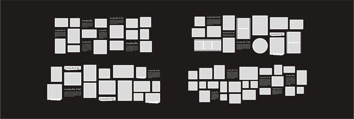 Fototapeta premium Set Pictures or photos frame collage layout abstract photo frames and digital photo wall template