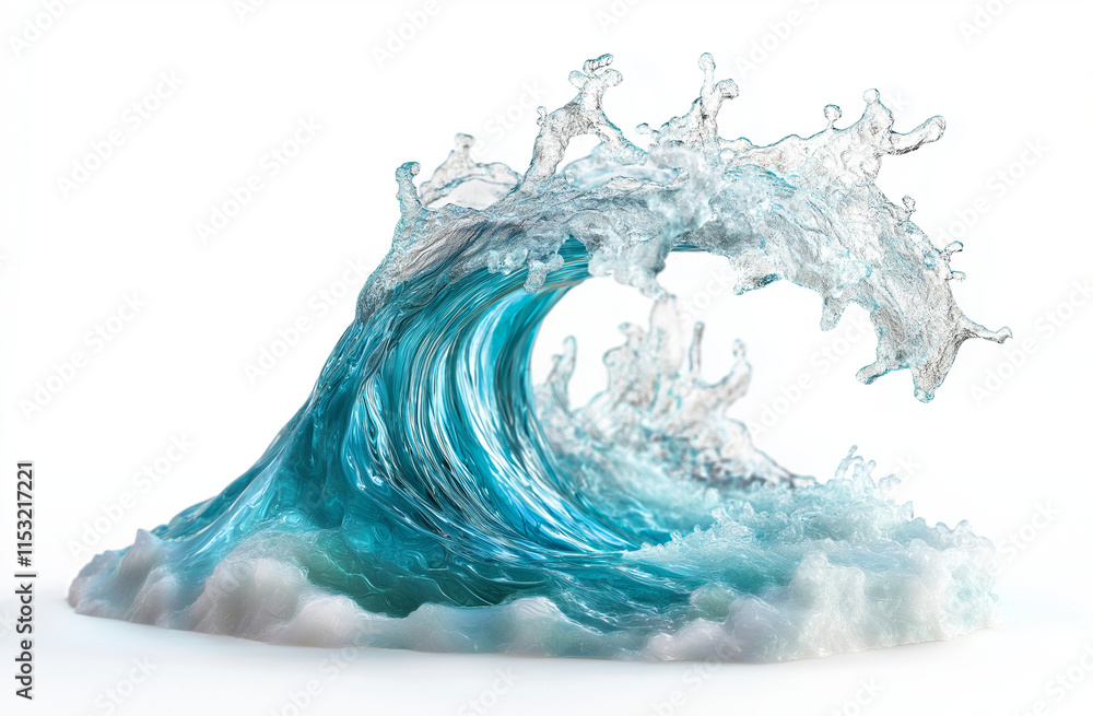 Poster photograph of a water element in a perfect spherical shape, isolated on a white background. professi