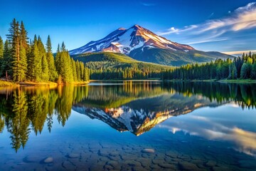 Majestic Mt. Bachelor Reflecting in Calm Todd Lake Waters - Oregon Landscape Photography
