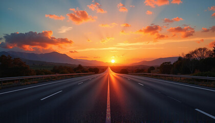 Naklejka premium Empty road illustration with city buildings in minimalist style