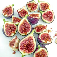 Halved Figs Displaying Red Interior Seeds
