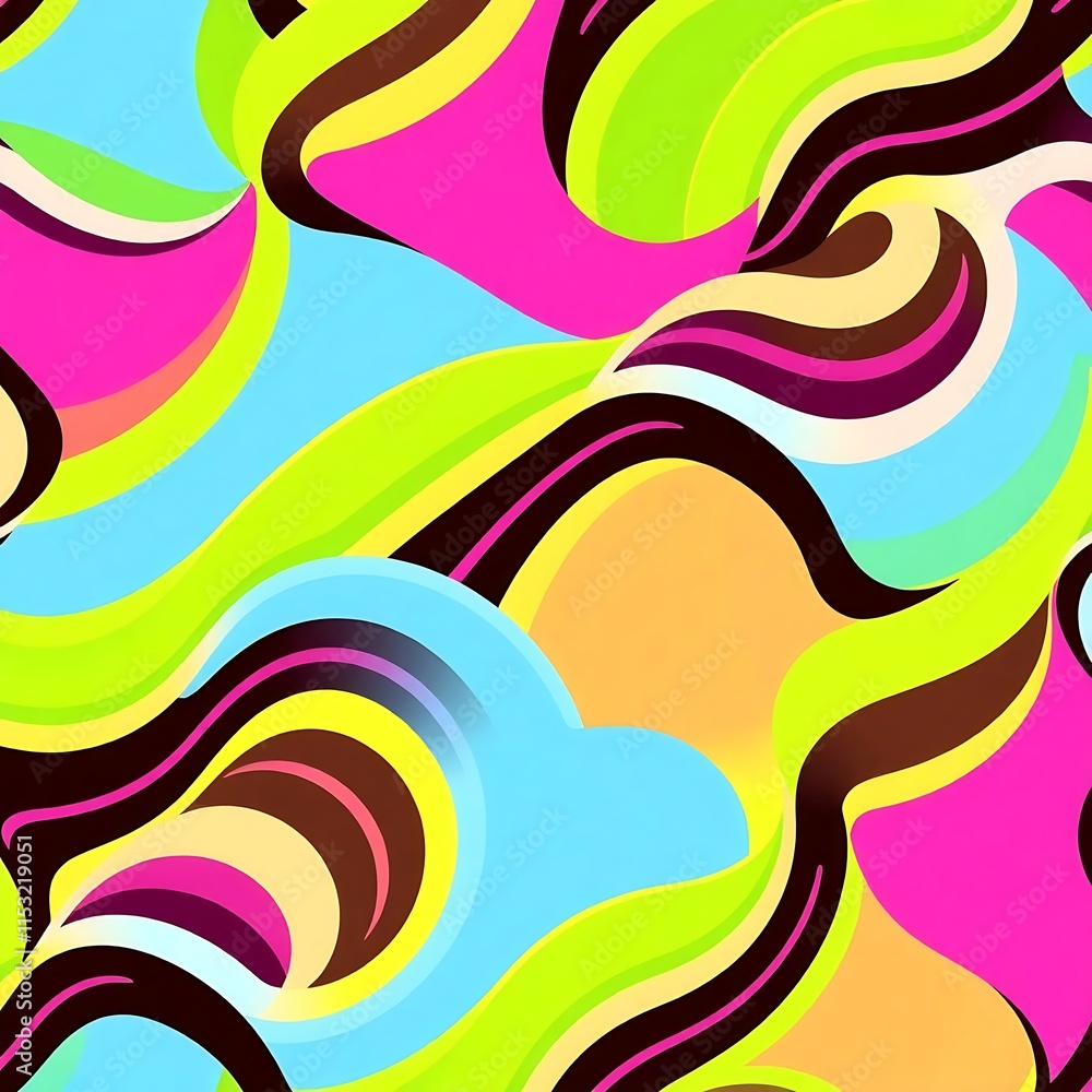 Poster abstract swirls of color: a vibrant and energetic pattern, featuring bold, flowing lines and a kalei
