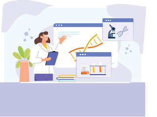 An illustration depicting comprehensive genetic analysis, featuring a detailed DNA strand, microscopic views of cells, and high-tech lab equipment, highlighting in-depth scientific study and research.
