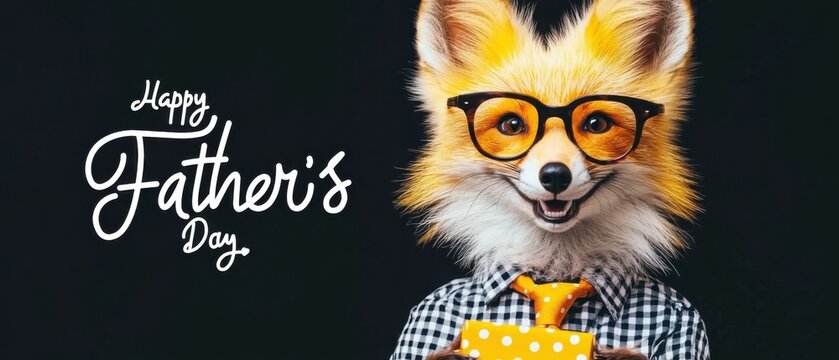 Happy Fathers Day: Adorable Fox in Glasses Celebrates Dad