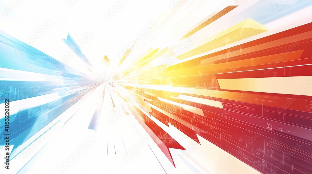 Poster dynamic abstract chart with arrows depicting digital transition
