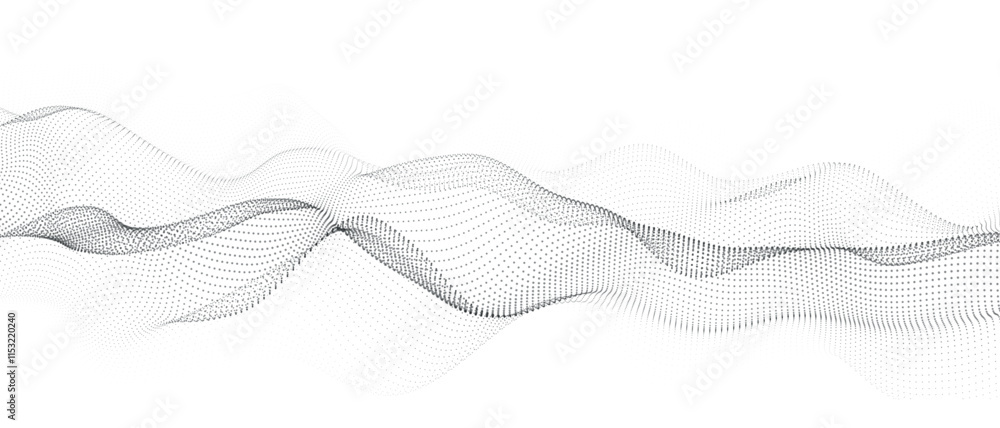 Poster digital dynamic wave of particles and lines. abstract white futuristic background. big data visualiz