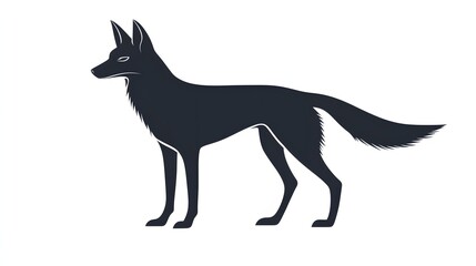 Black Silhouette Of A Wild Canine Animal