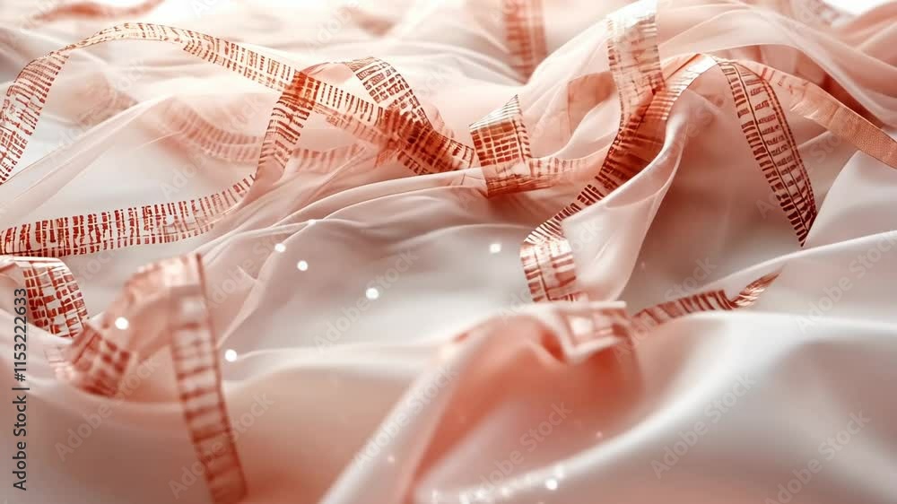Poster soft fabric draped elegantly with shimmering detailing on a gentle surface in a softly lit environme