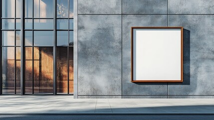 Poster Frame Mockup on Exterior Wall of a Building, Blank Mockup Wall frame 4k High Resolution