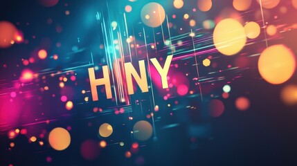 Contemporary Festive Background Featuring HNY Design in Bright Colors and Soft Bokeh Effect for Celebrations