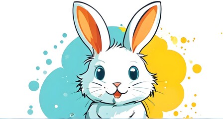 Obraz premium Simple cartoon Easter bunny, abstract illustration