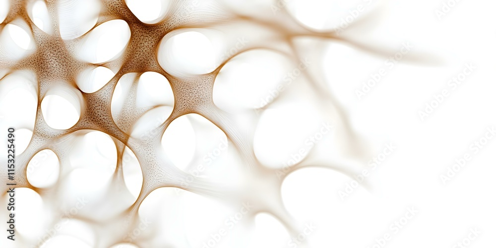 Poster a close-up, abstract image featuring a network of complex, intertwined shapes with a light brown and