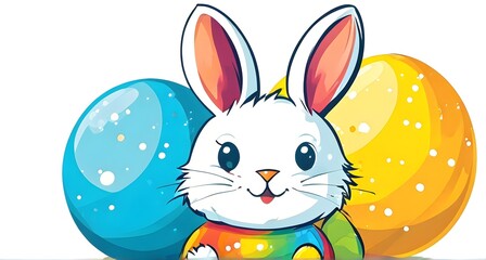 Fototapeta premium Simple cartoon Easter bunny, abstract illustration