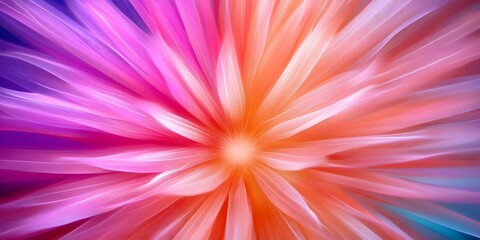 Fototapeta premium A vibrant, abstract flower with soft petals in shades of pink, purple, and orange, creating a sense of depth and movement. Concept Vibrant Abstract Flower, Soft Petals, Shades of Pink and Purple