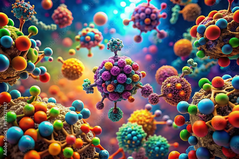 Poster microscopic view of enzyme-substrate complex: biochemical reaction catalyzed