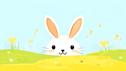 Fototapeta premium Simple cartoon Easter bunny, abstract illustration