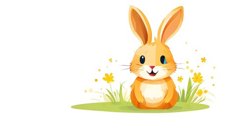 Fototapeta premium Simple cartoon Easter bunny, abstract illustration