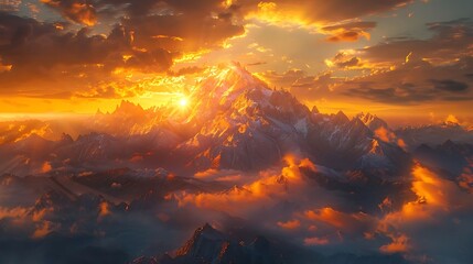 Mountains are majestic natural formations that rise dramatically from the earth's surface, captivating all who behold them. Towering peaks are often cloaked in snow, their rugged slopes adorned with l