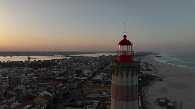 Farol de Aveiro en la freguesia de Gafanha da Nazar&eacute;, municipio de &Iacute;lhavo, Portugal