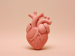 Cute Anatomical Heart Model in Pink Polymer Clay