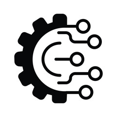 Digital technology gear icon concept isolated on white background. Vector illustration