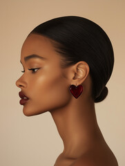 Minimalist Fashion Portrait: Side Profile with Heart Earring