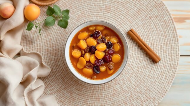 Traditional Frukt Suppe Dessert Soup (Norwegian Cuisine)