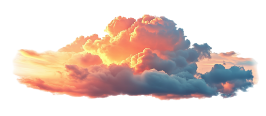 Picturesque sunset clouds isolated on white and transparent background