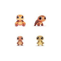 Fototapeta premium Cartoon circus turtle, cute and friendly turtle, white background 