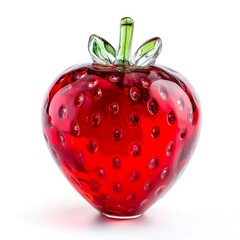 Glass strawberry isolated on white background.
