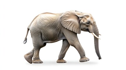 Obraz premium African Elephant Walking Isolated On White Background