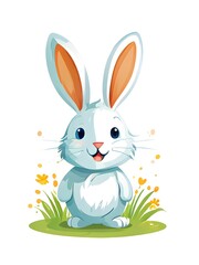 Fototapeta premium Simple cartoon Easter bunny, abstract illustration
