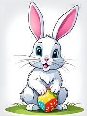 Obraz premium Simple cartoon Easter bunny, abstract illustration