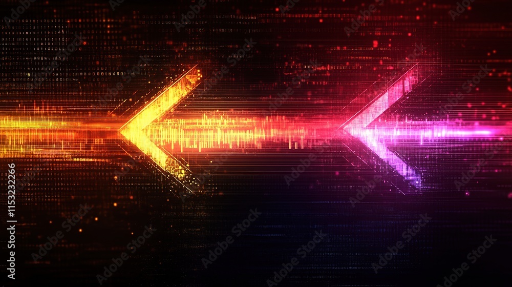 Poster abstract digital transition chart with arrows and standard scale