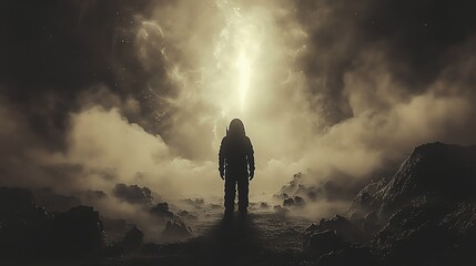 Astronaut Silhouetted Against A Glowing Celestial Event