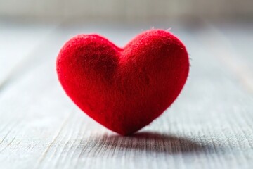 Fototapeta premium Miniature Red Velvet Heart on White, Tilt-Shift Photography