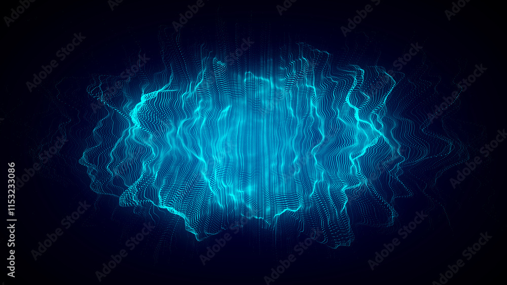 Aufkleber technology blue sphere with connecting dots and lines. digital abstract network structure. 3d render