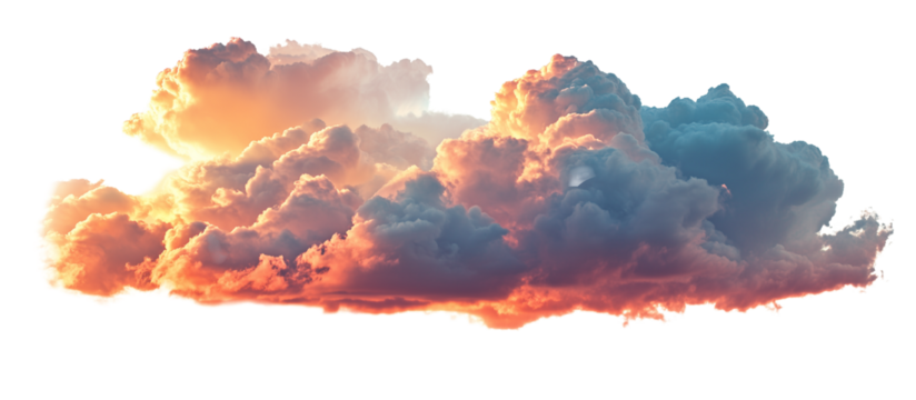 Picturesque sunset clouds isolated on white and transparent background
