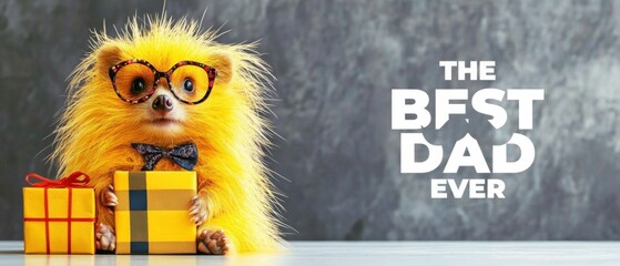Adorable Hedgehog with Gifts Celebrates the Best Dad Ever for Fathers Day