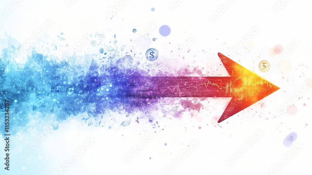 Poster abstract digital transition chart with colorful arrow illustration